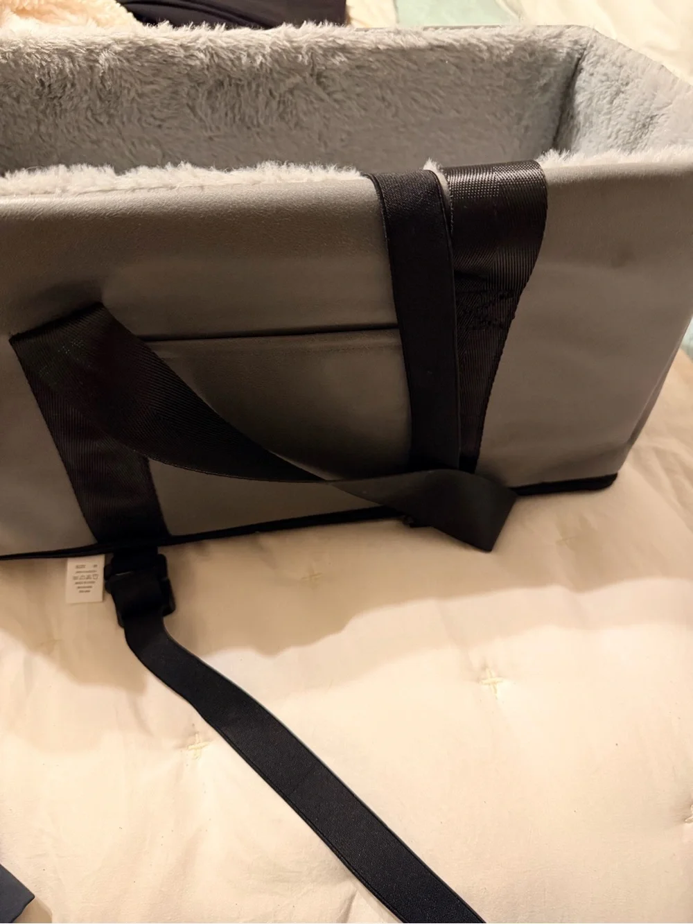 Dog Gray Travel Tote with Black Straps
